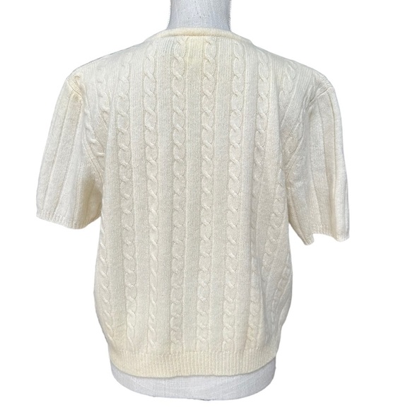 Vintage By Katherine Bishop Wool & Angora‎ Blend Cable Knit Short Sleeve Sweater - Picture 3 of 10